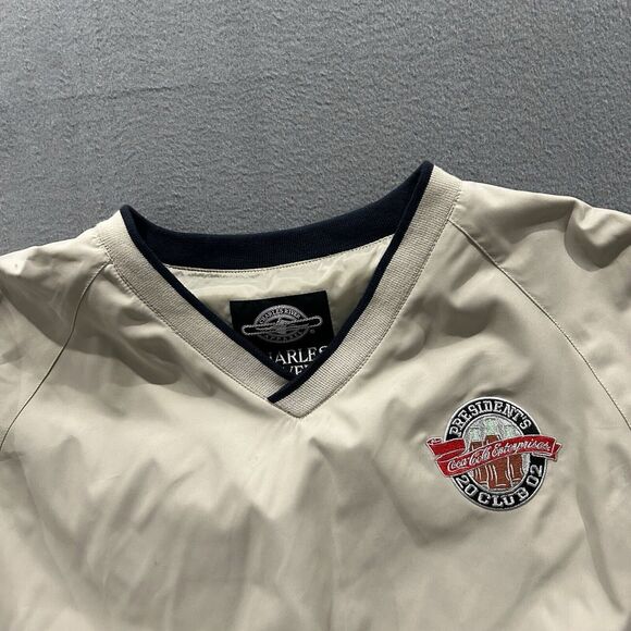 Vintage Coca Cola Windbreaker Mens XL Beige Embroidered Logo V Neck Pullover - Picture 3 of 9